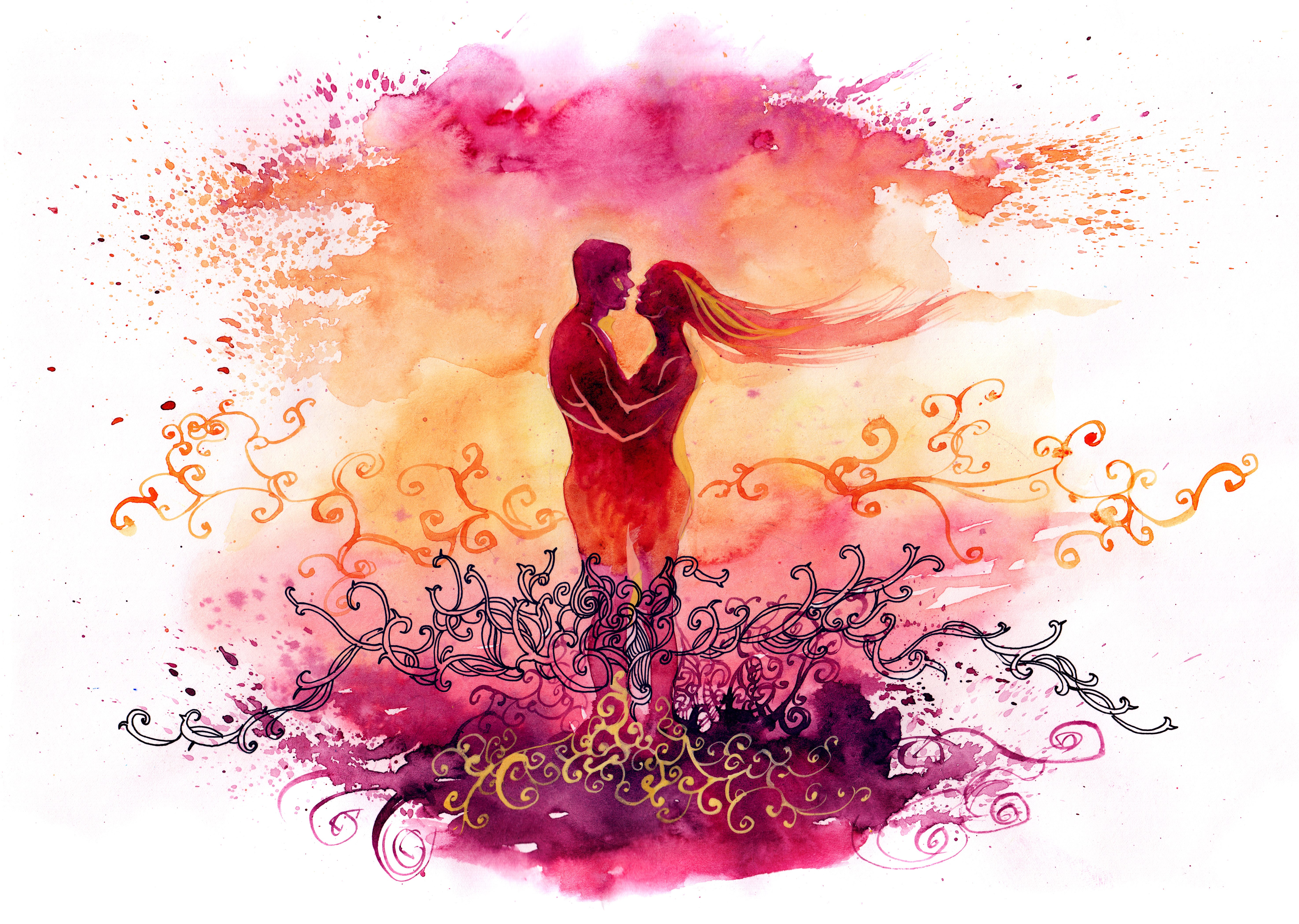 loving silhouettes in sunset